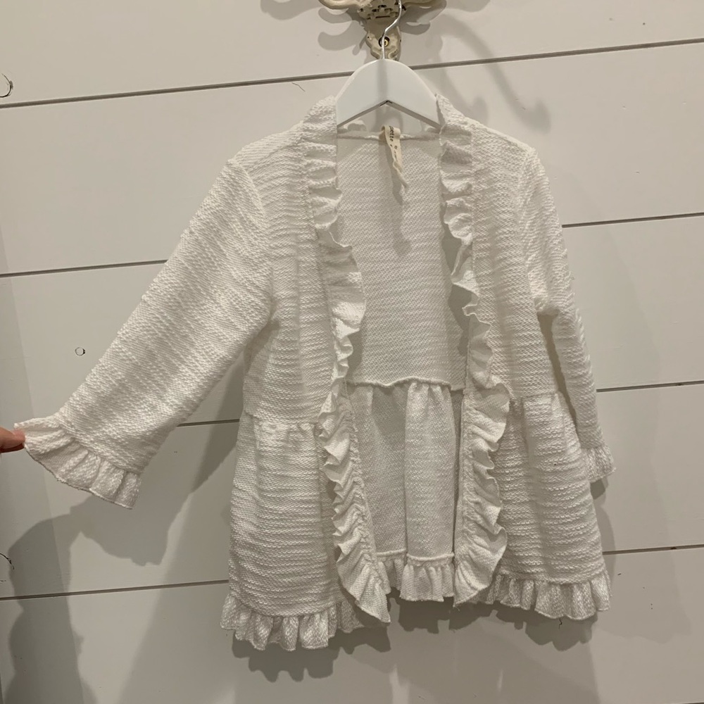 Girls size 6 white cardigan sweater